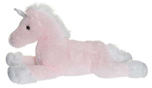 Plüsch Einhorn liegend pink/weiss 60 cm