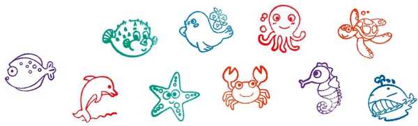 Stempel Meerestiere 60er Display