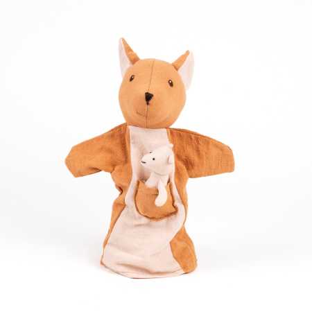 Handpuppe Känguruh mit Baby 26 cm