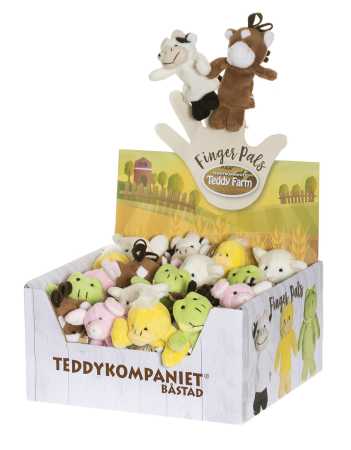 Plüsch Fingerpuppen Hoftiere 9 cm, 6-fach sortiert