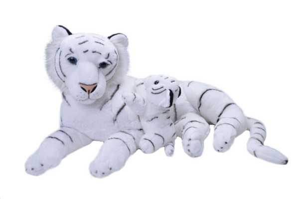 Plüsch Jumbo Weisser Tiger 76 cm Mutter und Baby