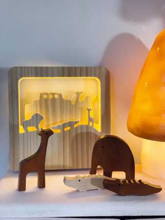 Nachtlicht Noah's Arche aus Holz