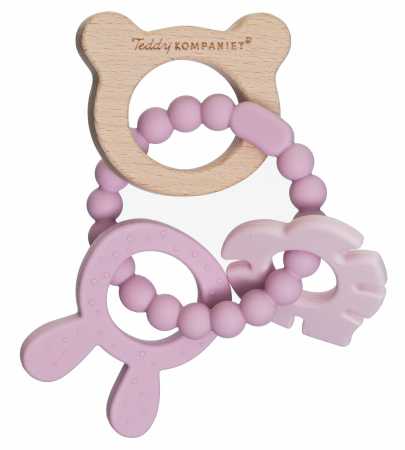 Beissring aus Holz & Silikon, pink