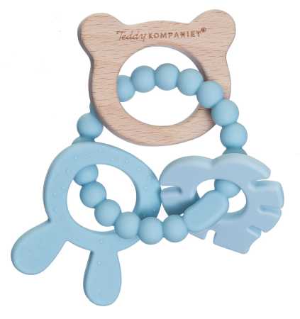 Beissring aus Holz & Silikon, blau