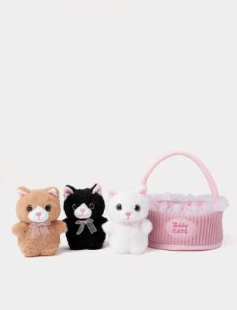Teddy Cats Geschenkskorb mit 3 Kätzchen