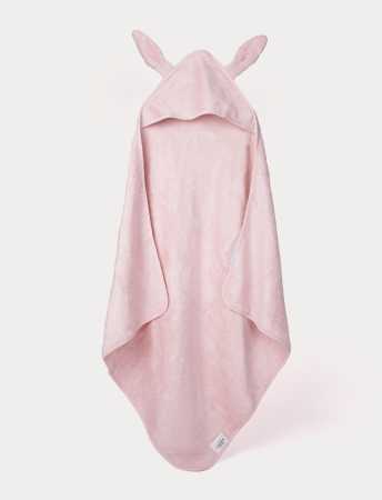 Baby-Kapuzenhandtuch Bambus, Hase, Altrosa