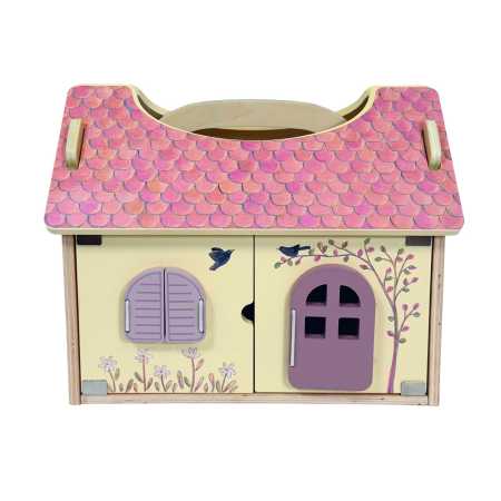 Puppenbärenhaus aus Holz mit 2 Plüschbären