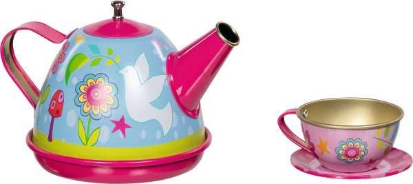 Teeservice aus Blech Funky Flowers