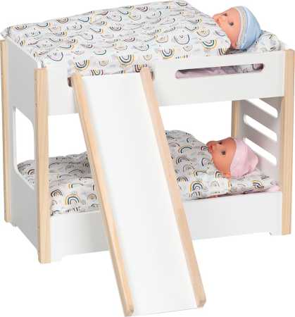 Puppen-Etagenbett mit Rutsche (ohne Puppen & Bettzeug)