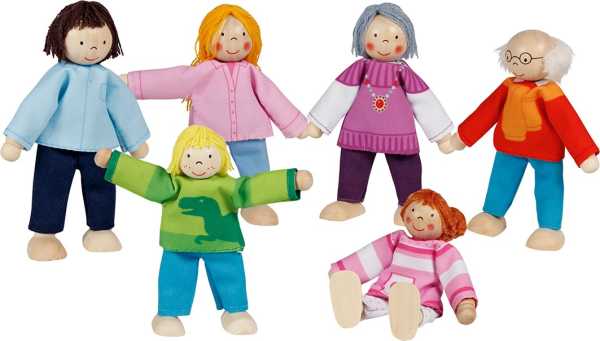 Biegepuppen Moderne Familie 6-teilig