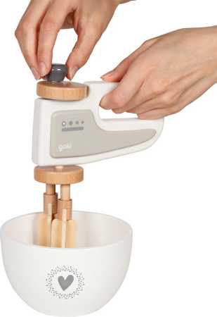 Handmixer mit Rührschüssel aus Holz
