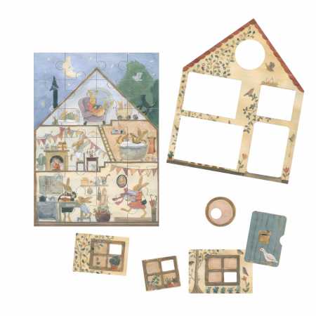 Hasenhaus-Puzzle 24 Teile aus Karton