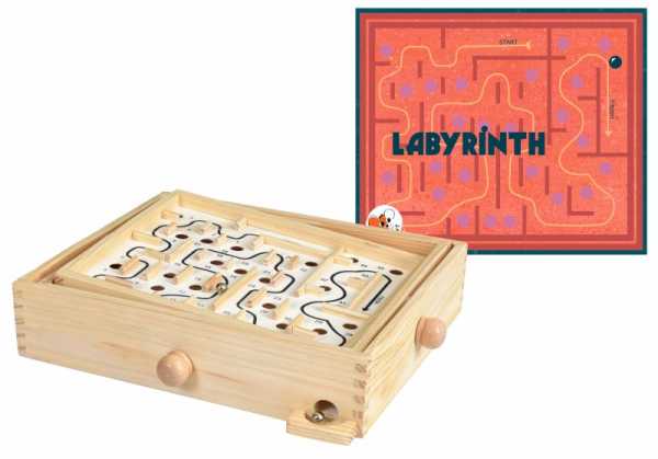 Holz-Labyrinth mit Stahlkugeln