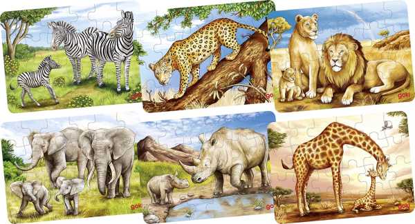 Minipuzzle Afrikanische Tiere, 36er Display