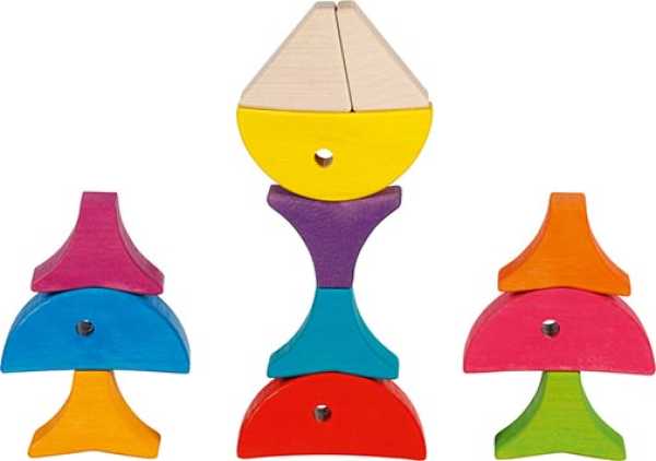 Legespiel und Bausteinkasten 6 bunte Fische