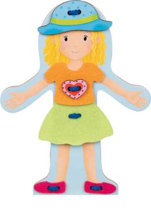 Anziehpuppe aus Holz und Filz