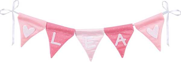 Buchstabenwimpelkette rosa mit 10 Wimpeln