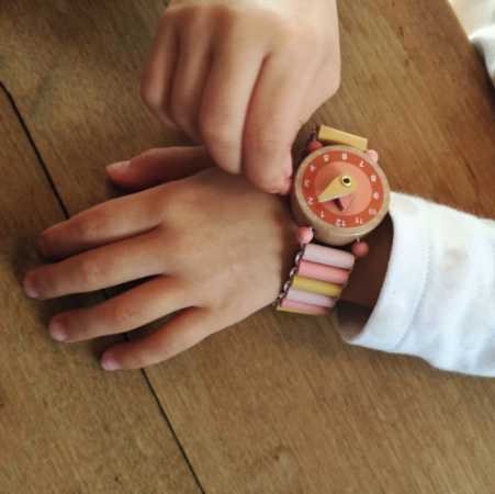 Holzarmband Lernuhr rosa