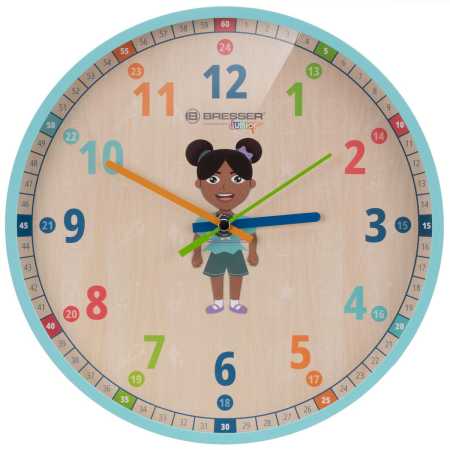 BRESSER JUNIOR Kinder-Wanduhr Hellblau