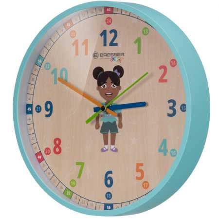 BRESSER JUNIOR Kinder-Wanduhr Hellblau