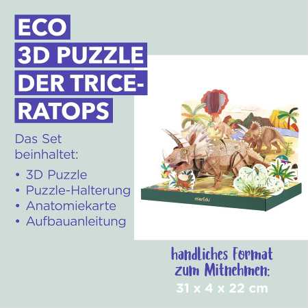 Eco 3D Puzzle - Triceratops (beweglich), 191 Teile