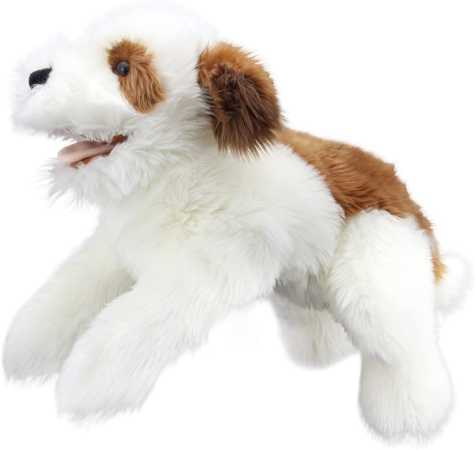 Handpuppe Hund braun-weiss 44 cm Playful Puppies