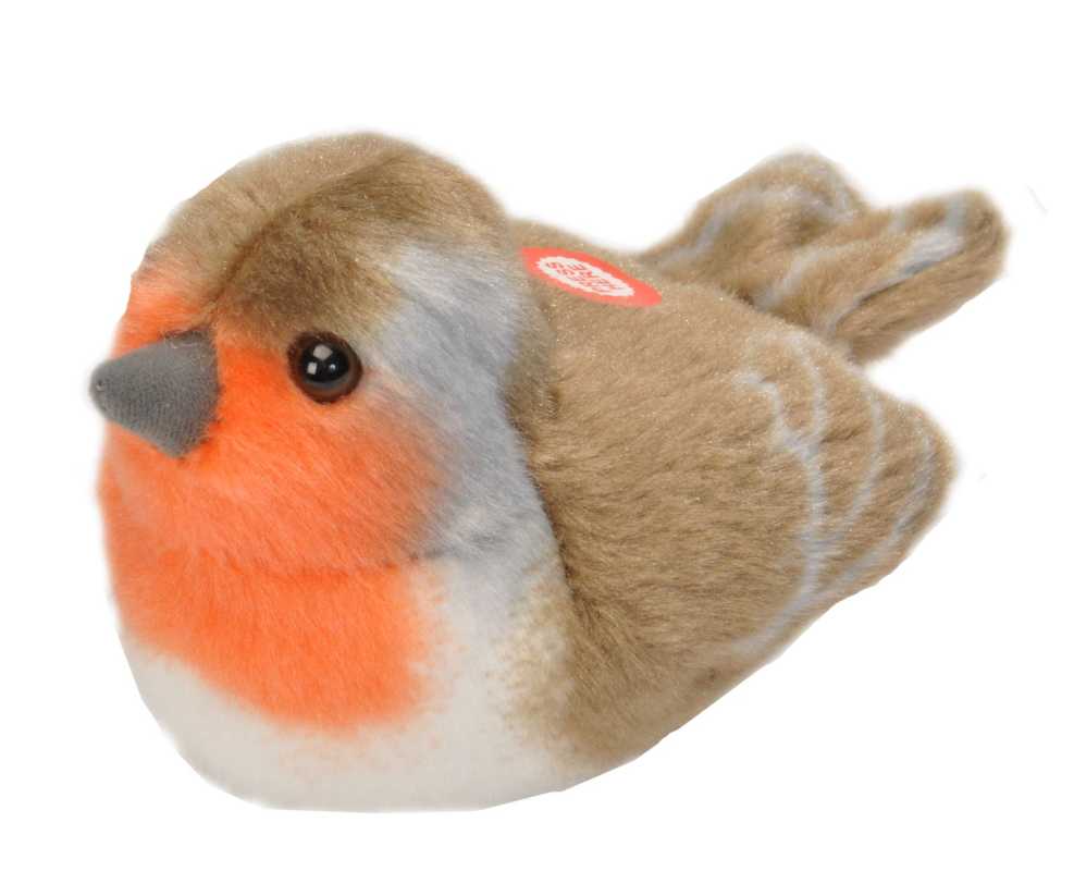 Plüsch Rotkehlchen singend 18 cm RSPB Birds