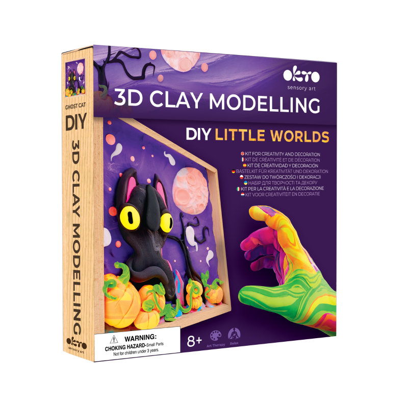 Kleine Welt 3D 'Geisterkatze' im Holzkasten