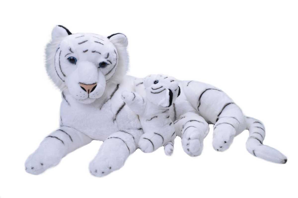 Plüsch Jumbo Weisser Tiger 76 cm Mutter und Baby