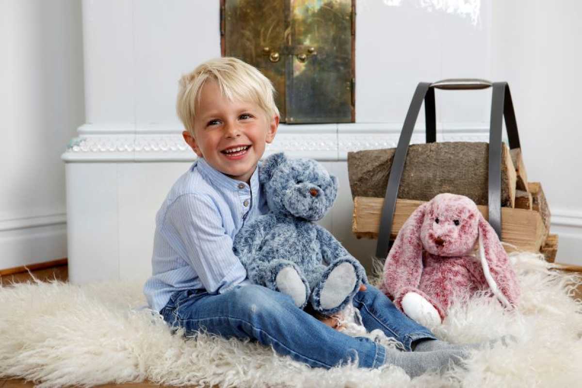 Teddy Nalle blau gefleckt 35 cm