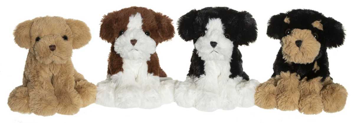 Plüsch Hunde Sortiment, 4-fach sortiert, 18 cm