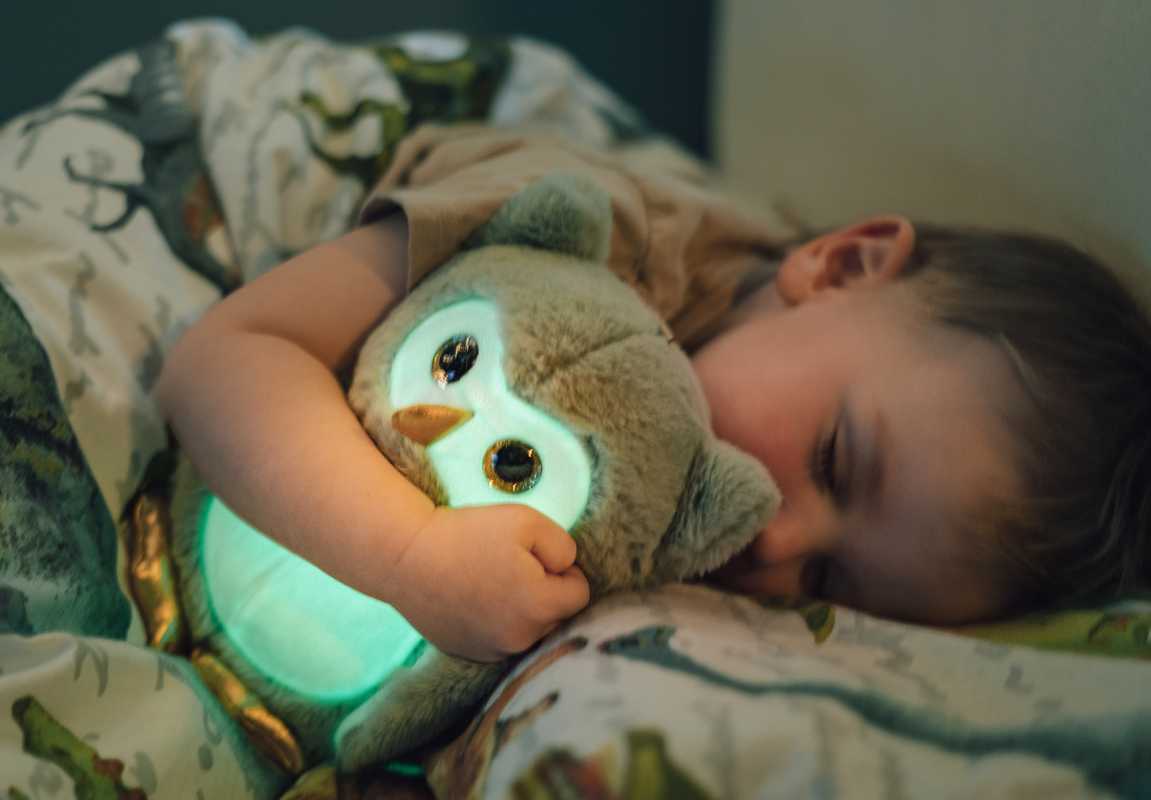 Plüsch Eule grün nachtleuchtend 25 cm