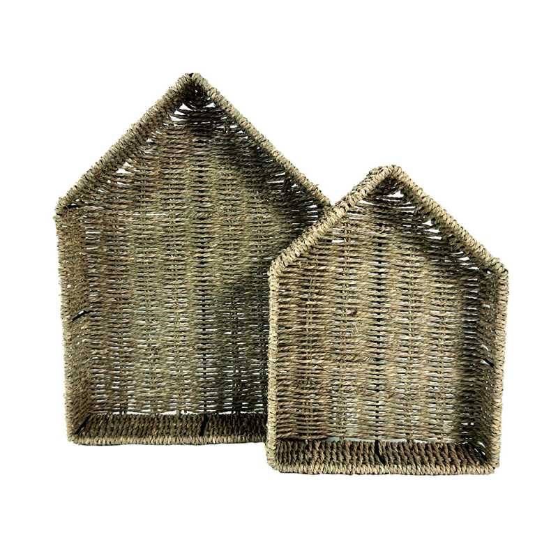 Wandregal aus natürlichem Kordelmaterial, 2er Set