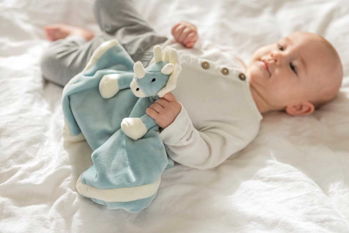 Schmusetuch Dino blau 35 cm