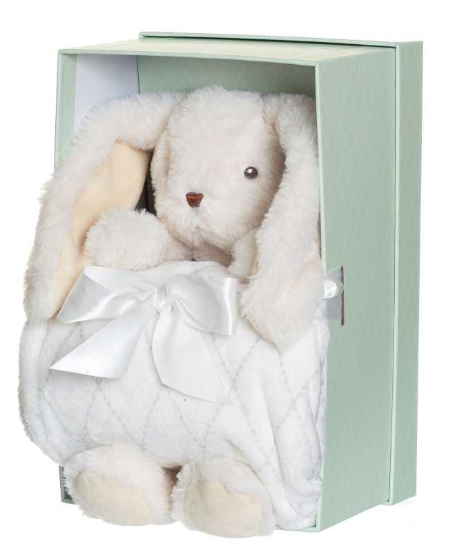 Plüsch Hase Svea 30 cm mit Fleecedecke