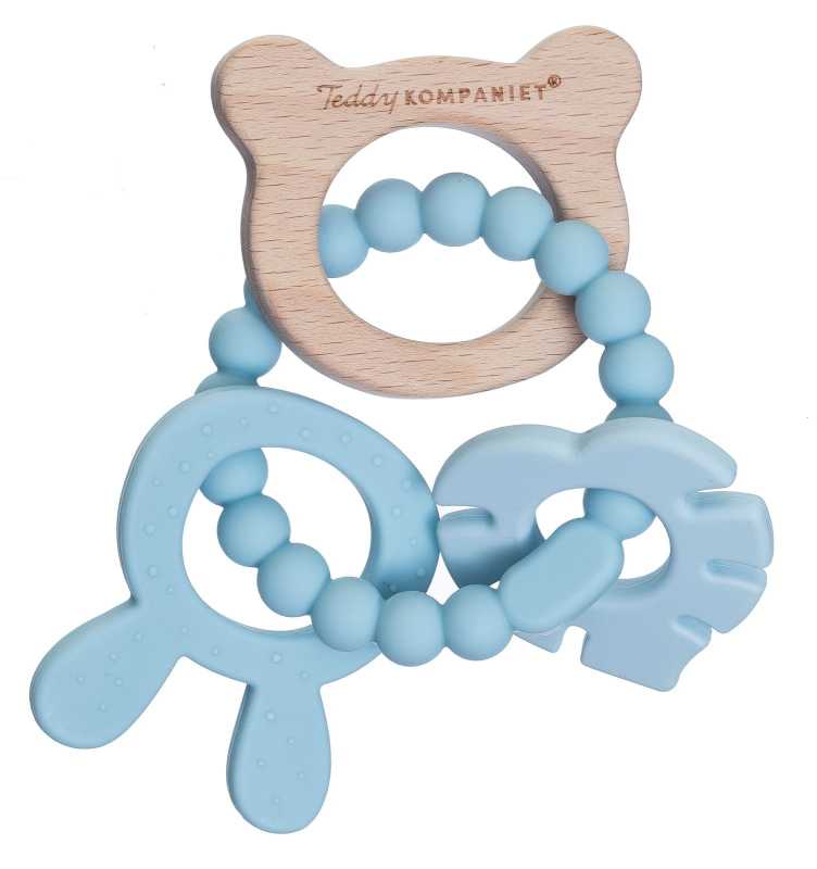 Beissring aus Holz & Silikon, blau