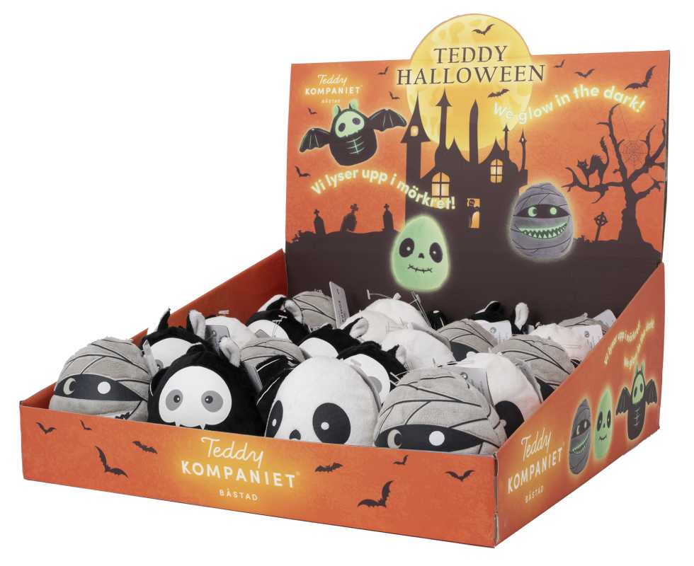 Plüsch Sortiment Glow-in-the dark 10 cm, 3-f. sortiert, im Display