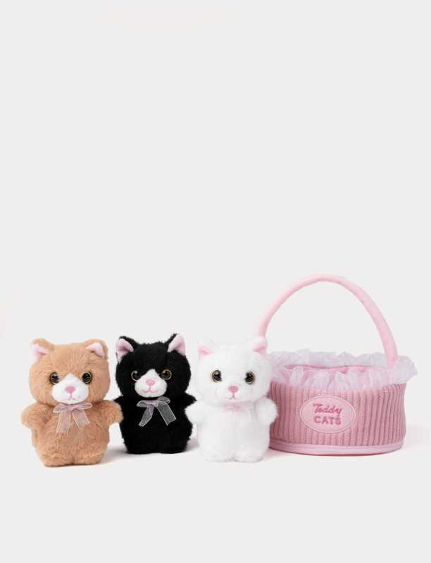 Teddy Cats Geschenkskorb mit 3 Kätzchen