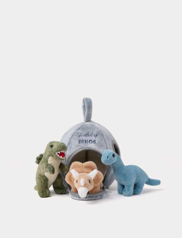 Spielset Dino-Haus mit 3 Plüschdino's