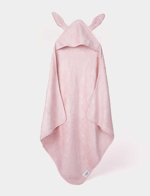 Baby-Kapuzenhandtuch Bambus, Hase, Altrosa
