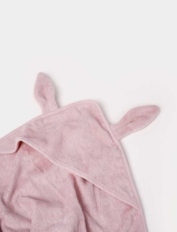 Baby-Kapuzenhandtuch Bambus, Hase, Altrosa