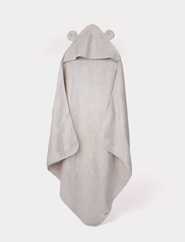 Baby-Kapuzenhandtuch Bambus, Teddy, Grau/Beige