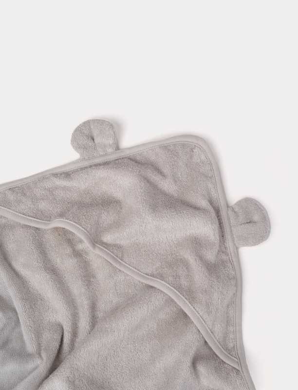 Baby-Kapuzenhandtuch Bambus, Teddy, Grau/Beige