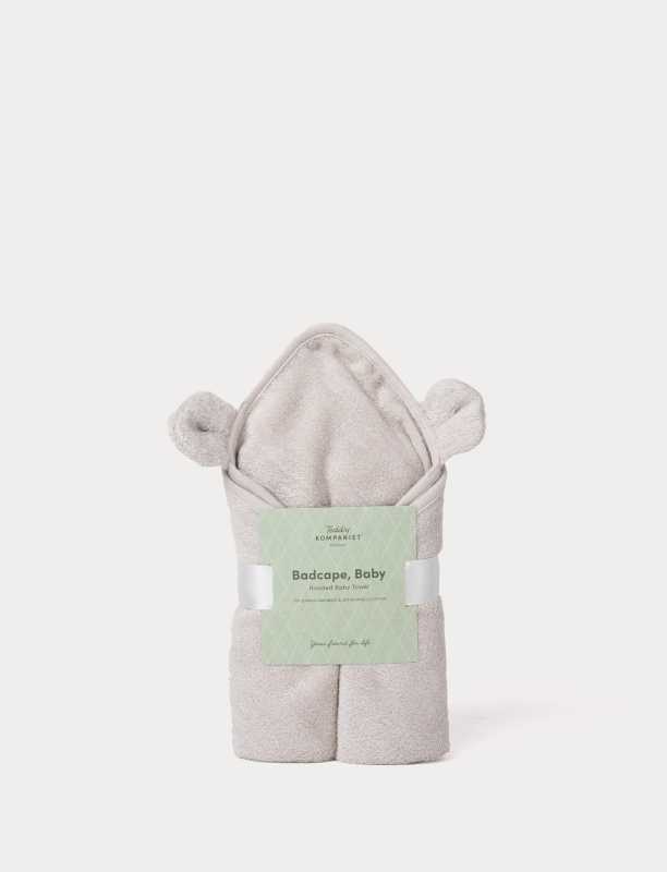 Baby-Kapuzenhandtuch Bambus, Teddy, Grau/Beige