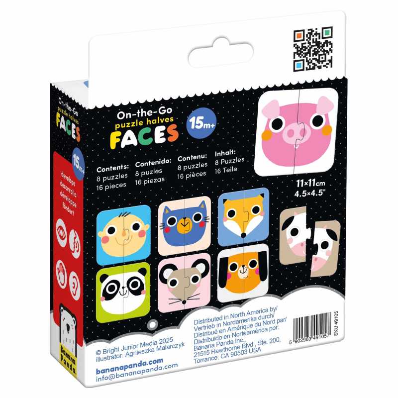 Puzzle "On-the-Go Halves Faces" 15m+ / 16 Teile