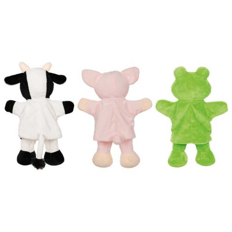 Handpuppen Kuh, Schwein, Frosch, Plüsch, 30 cm, 6er Set