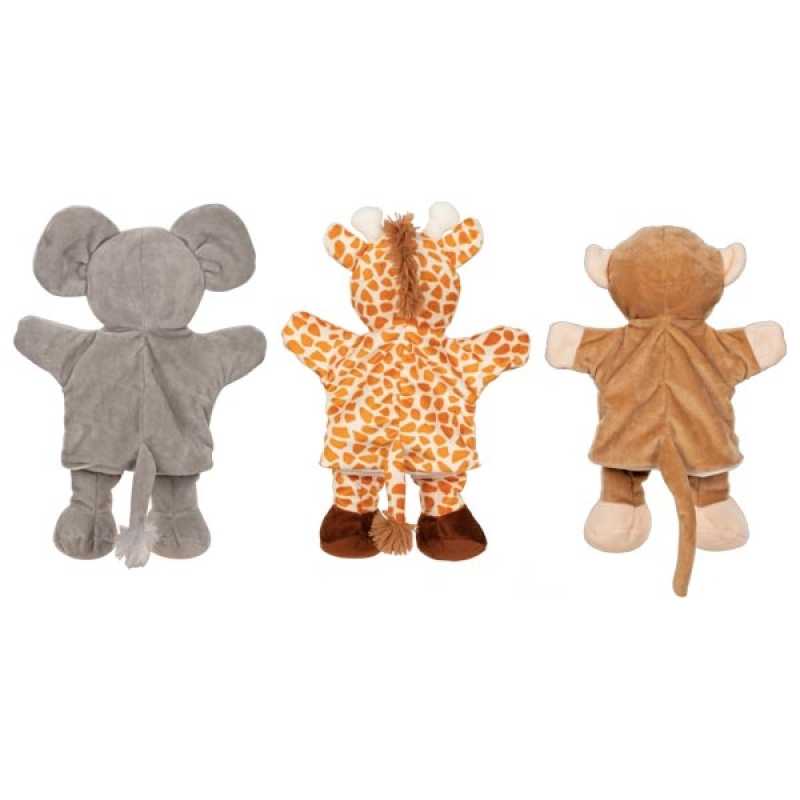 Handpuppen Giraffe, Affe und Elefant, Plüsch, 30 cm, 6er Set