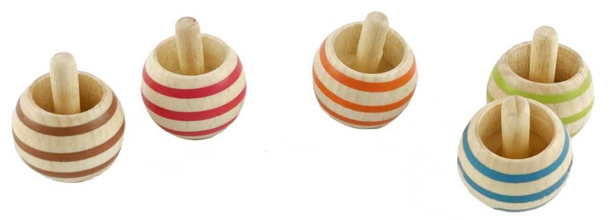 Umkehrkreisel aus Holz, farbig sortiert, 36er Display