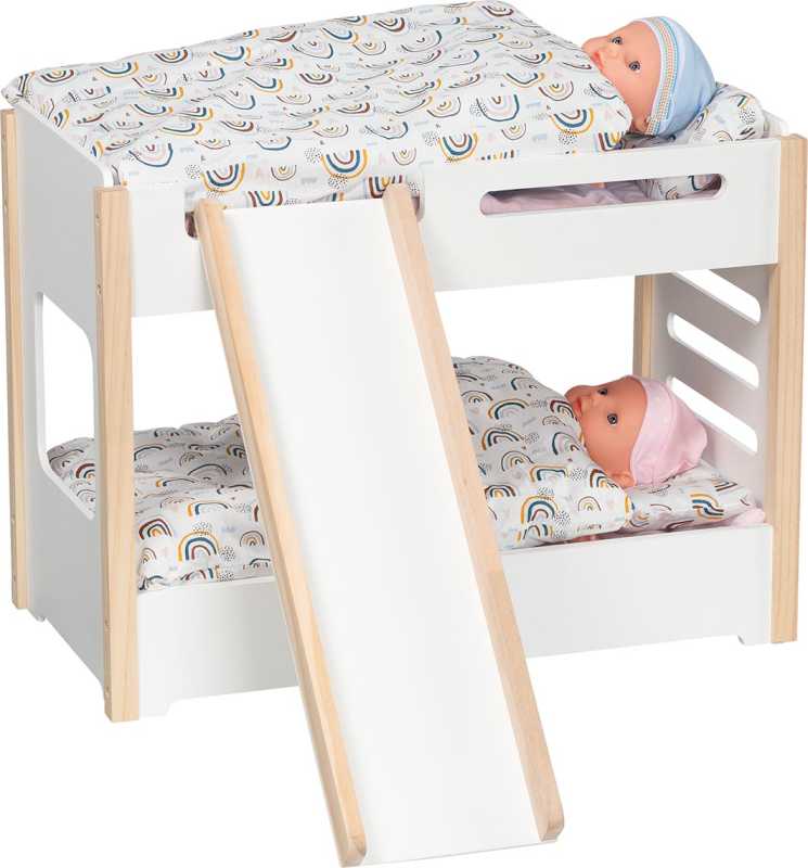 Puppen-Etagenbett mit Rutsche (ohne Puppen & Bettzeug)