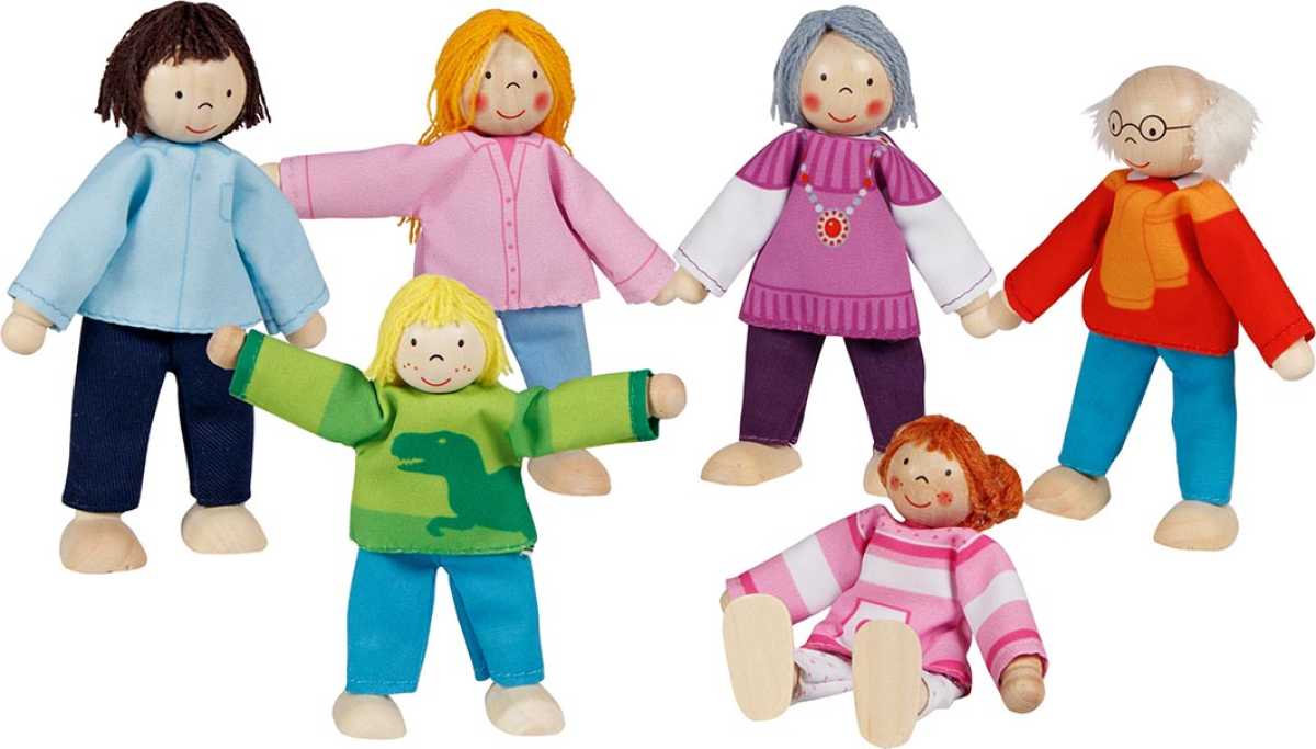 Biegepuppen Moderne Familie 6-teilig